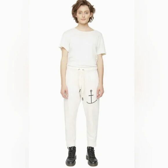 Sandrine Rose x Free People Cream Anchor Sweatpants Joggers - Picture 1 of 6